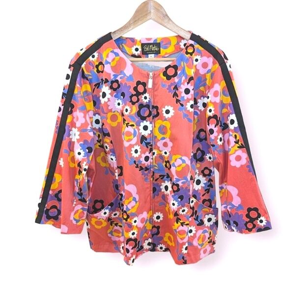 Bob Mackie Womens Floral Jacket 3/4 Sleeve Full Zip Coral XL - Picture 11 of 11